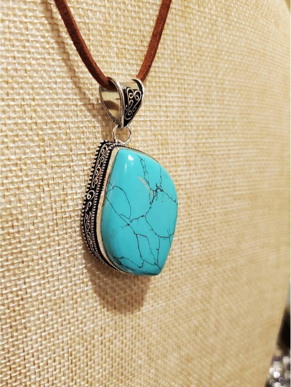 925 turquoise Necklace - Picture 4 of 12